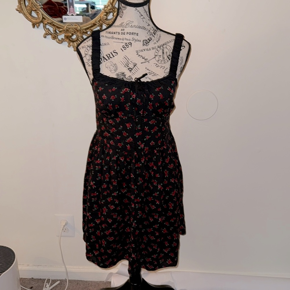 Aeropostale Black Floral Wide Strap Dress XL NWOT